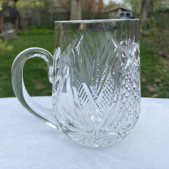 Waterford Vtg Heavy 14 oz Tankard Dunmore w/ Crest 4.5" Tall Mug Handles - Picture 1 of 11